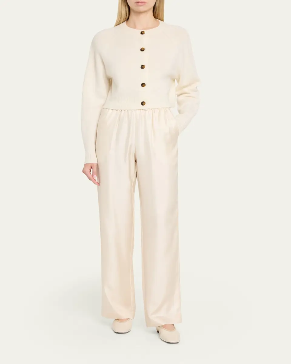 Loulou de Saison Alera Silk Straight-Leg Pull-On Pants | Thumbnail 2 Loulou de Saison Alera Silk Straight-Leg Pull-On Pants | Thumbnail 2