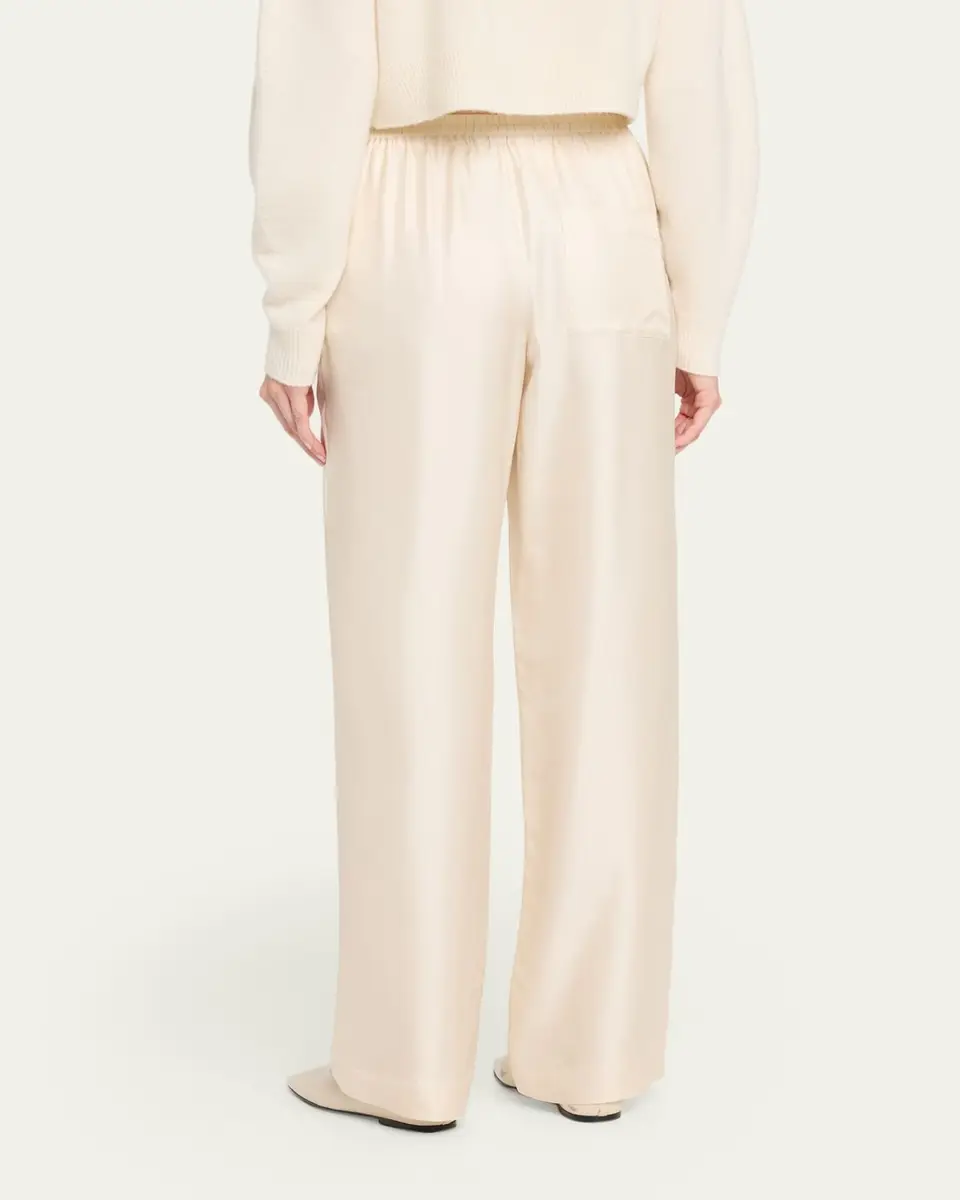 Loulou de Saison Alera Silk Straight-Leg Pull-On Pants | Thumbnail 3 Loulou de Saison Alera Silk Straight-Leg Pull-On Pants | Thumbnail 3