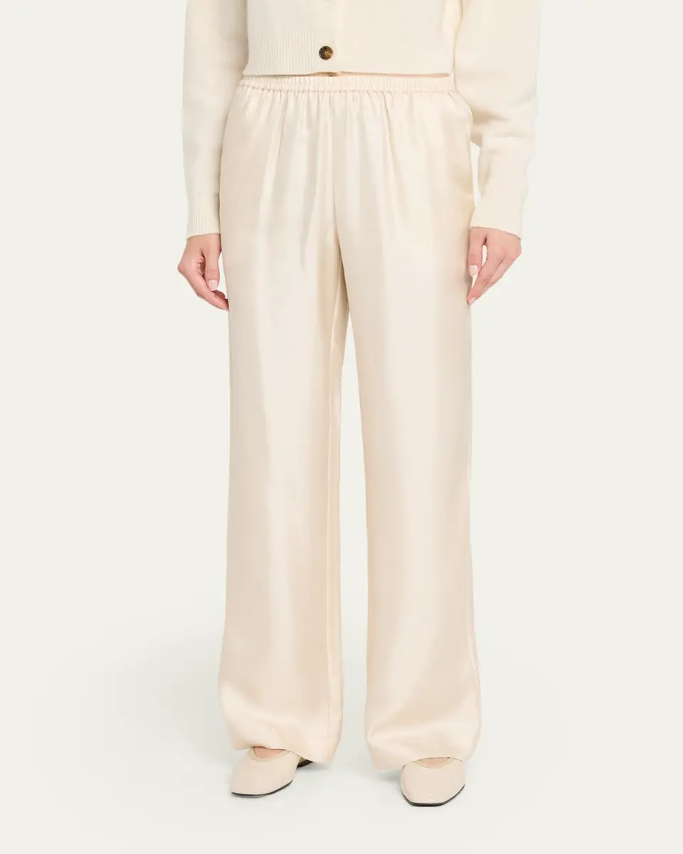 Loulou de Saison Alera Silk Straight-Leg Pull-On Pants | Thumbnail 4 Loulou de Saison Alera Silk Straight-Leg Pull-On Pants | Thumbnail 4