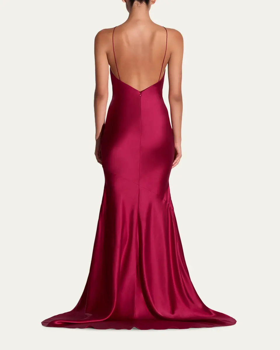 Alex Perry Halter Silk Satin Trumpet Gown | Thumbnail 3 Alex Perry Halter Silk Satin Trumpet Gown | Thumbnail 3
