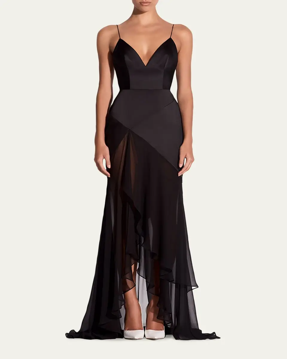 Alex Perry Plunging Panelled Silk Bikini Gown | Thumbnail 2