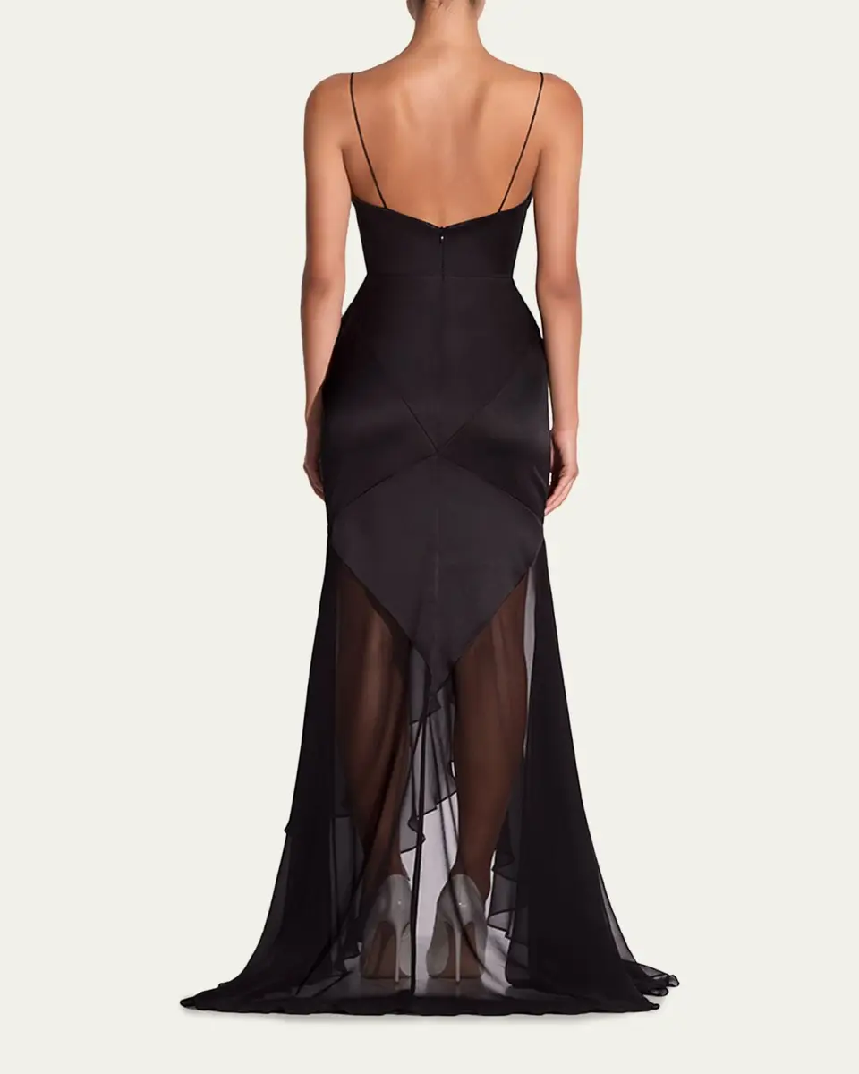 Alex Perry Plunging Panelled Silk Bikini Gown | Thumbnail 3