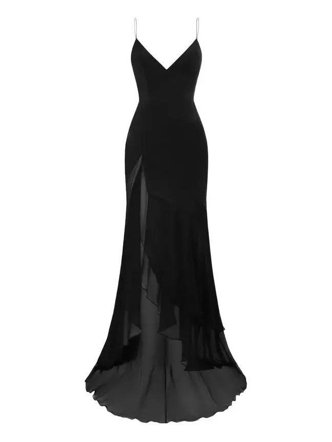 Plunging Panelled Silk Bikini Gown