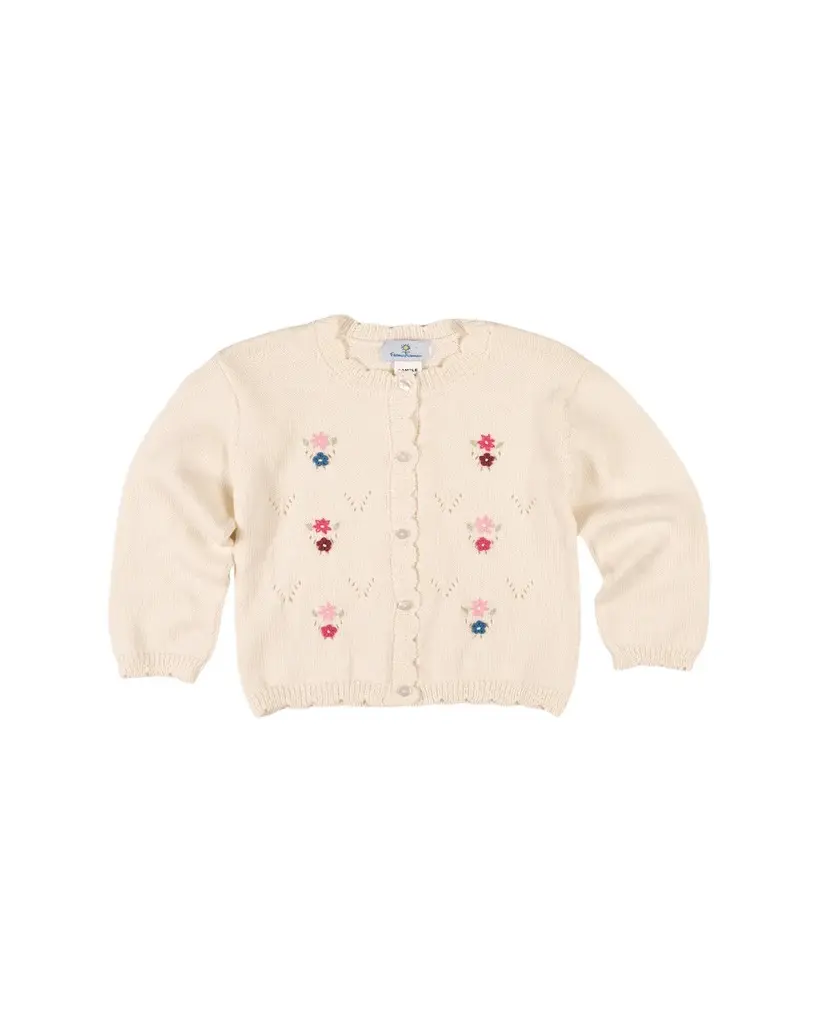 Florence Eiseman Girl's Scalloped Floral Embroidery Cotton Knit Sweater, Size 2T-6 | Image 1 Florence Eiseman Girl's Scalloped Floral Embroidery Cotton Knit Sweater, Size 2T-6 | Image 1