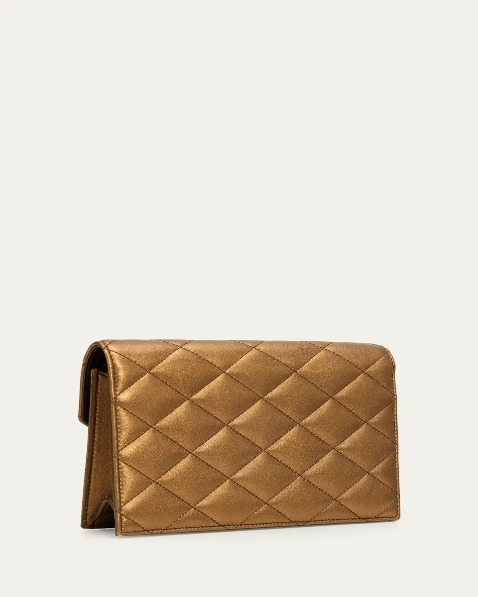 Saint Laurent Envelope Small YSL Wallet on Chain in Metallic Leather | Thumbnail 3