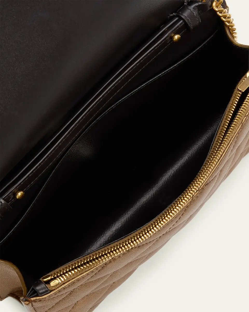 Saint Laurent Envelope Small YSL Wallet on Chain in Metallic Leather | Thumbnail 4