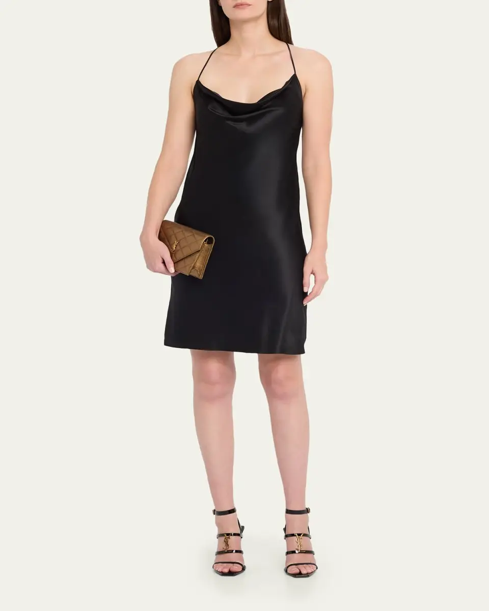 Saint Laurent Envelope Small YSL Wallet on Chain in Metallic Leather | Thumbnail 5