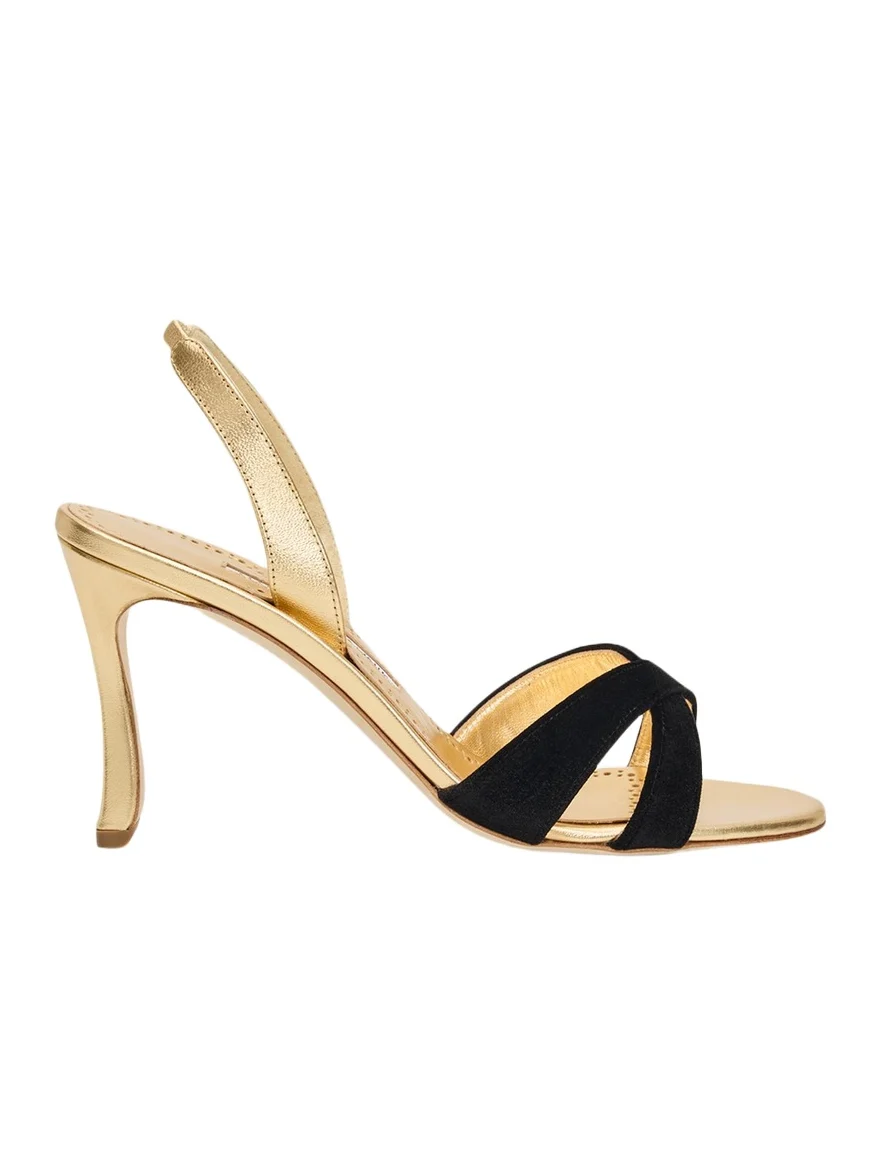 90mm Callydra Mixed Leather Slingback Sandals
