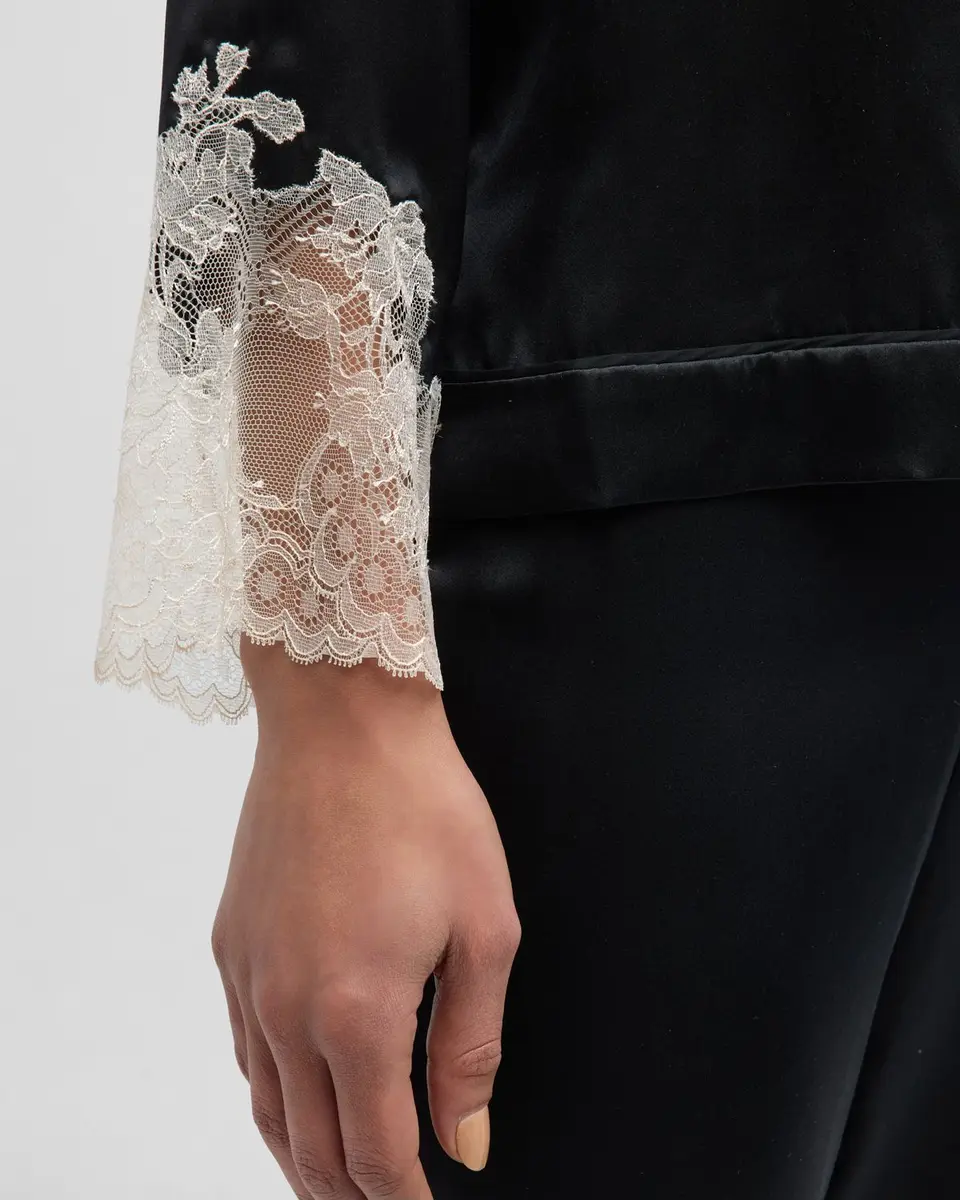 Josie Natori Lolita Cropped Lace-Trim Charmeuse Pajama Set | Thumbnail 5 Josie Natori Lolita Cropped Lace-Trim Charmeuse Pajama Set | Thumbnail 5
