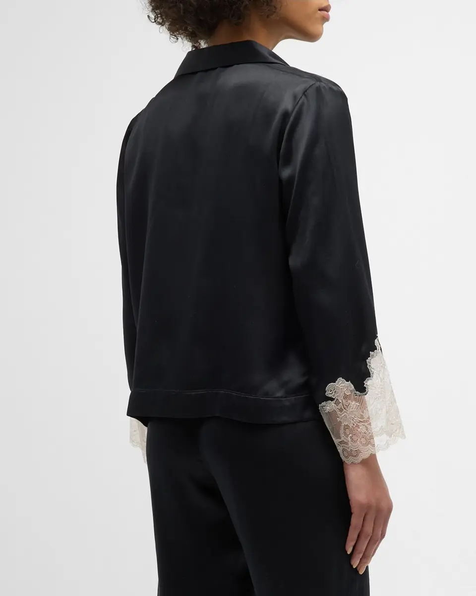 Josie Natori Lolita Cropped Lace-Trim Charmeuse Pajama Set | Thumbnail 6 Josie Natori Lolita Cropped Lace-Trim Charmeuse Pajama Set | Thumbnail 6