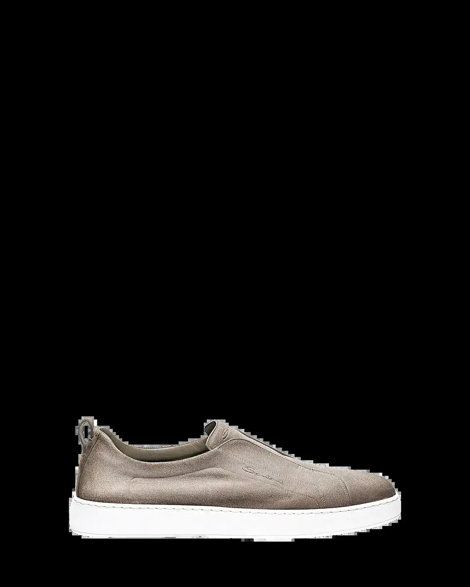Santoni Men's Victory Logo Suede Slip-On Sneakers | Thumbnail 4 Santoni Men's Victory Logo Suede Slip-On Sneakers | Thumbnail 4