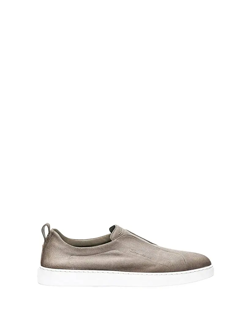 Santoni Men's Victory Logo Suede Slip-On Sneakers | Image 1 Santoni Men's Victory Logo Suede Slip-On Sneakers | Image 1