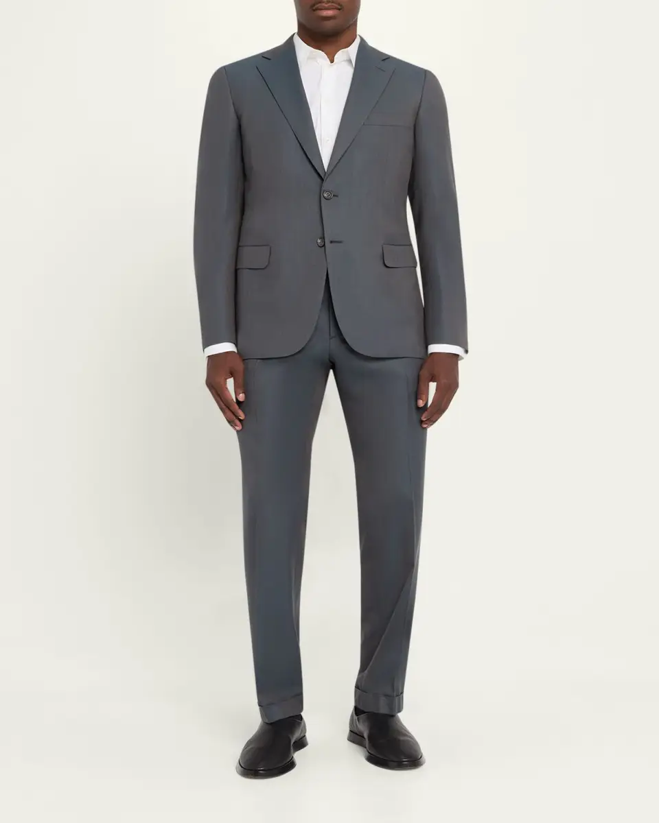 Brioni Men's Wool Tonal Two-Piece Suit | Thumbnail 2 Brioni Men's Wool Tonal Two-Piece Suit | Thumbnail 2