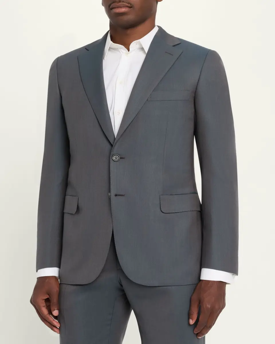 Brioni Men's Wool Tonal Two-Piece Suit | Thumbnail 4 Brioni Men's Wool Tonal Two-Piece Suit | Thumbnail 4