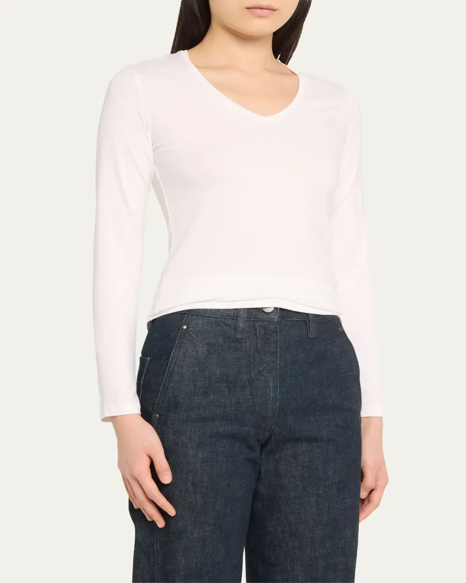 MAJESTIC FILATURES Soft Touch Long-Sleeve V-Neck Tee | Thumbnail 4