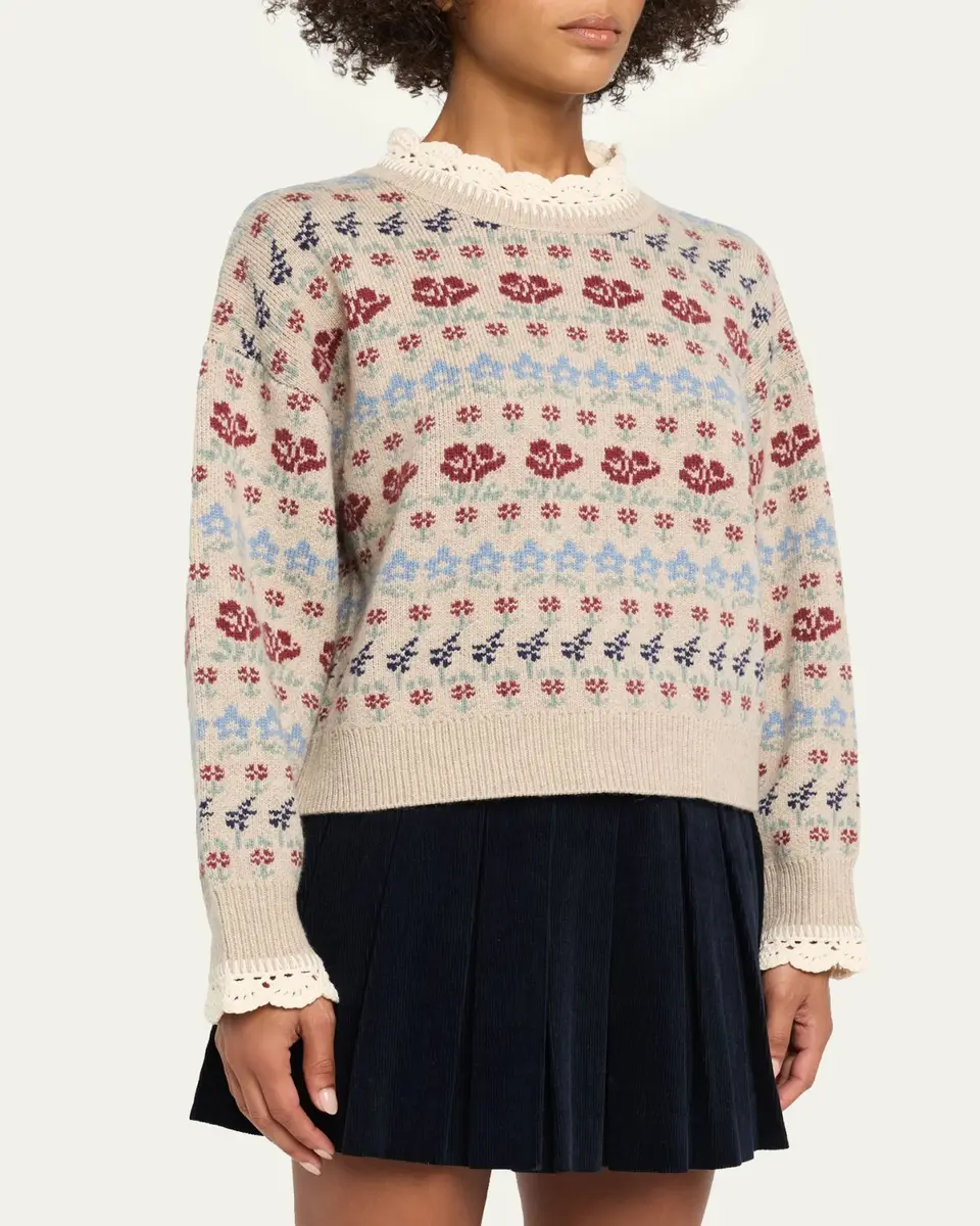 Sea Preston Crochet-Trim Fair Isle Sweater | Thumbnail 4 Sea Preston Crochet-Trim Fair Isle Sweater | Thumbnail 4
