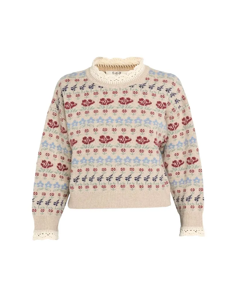 Preston Crochet-Trim Fair Isle Sweater Preston Crochet-Trim Fair Isle Sweater