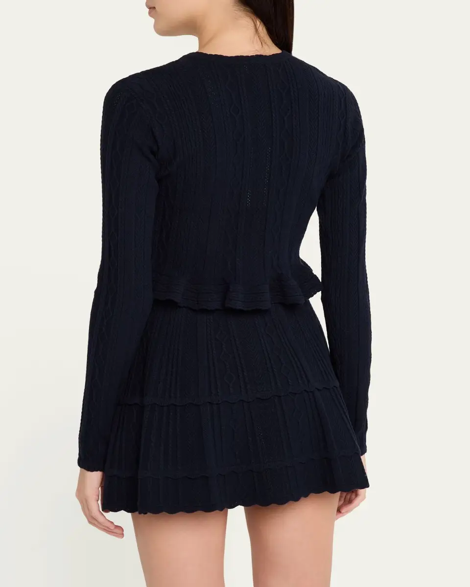 LoveShackFancy Orly Cropped Peplum Cardigan | Thumbnail 3 LoveShackFancy Orly Cropped Peplum Cardigan | Thumbnail 3