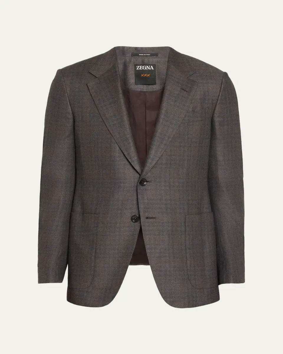 Zegna Men's Cashmere and Silk Plaid Sport Coat | Thumbnail 6 Zegna Men's Cashmere and Silk Plaid Sport Coat | Thumbnail 6