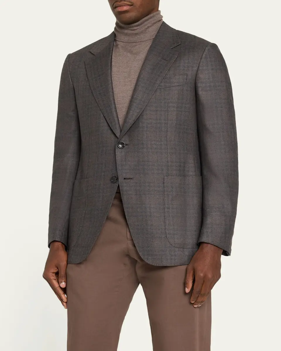 Zegna Men's Cashmere and Silk Plaid Sport Coat | Thumbnail 9 Zegna Men's Cashmere and Silk Plaid Sport Coat | Thumbnail 9
