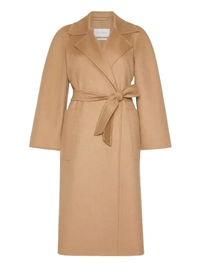 Wool Belted Long Wrap Coat