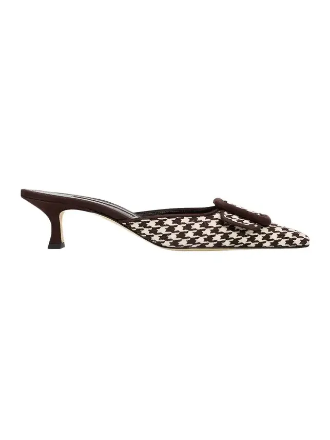 50mm Maysalebi Houndstooth Mule Pumps