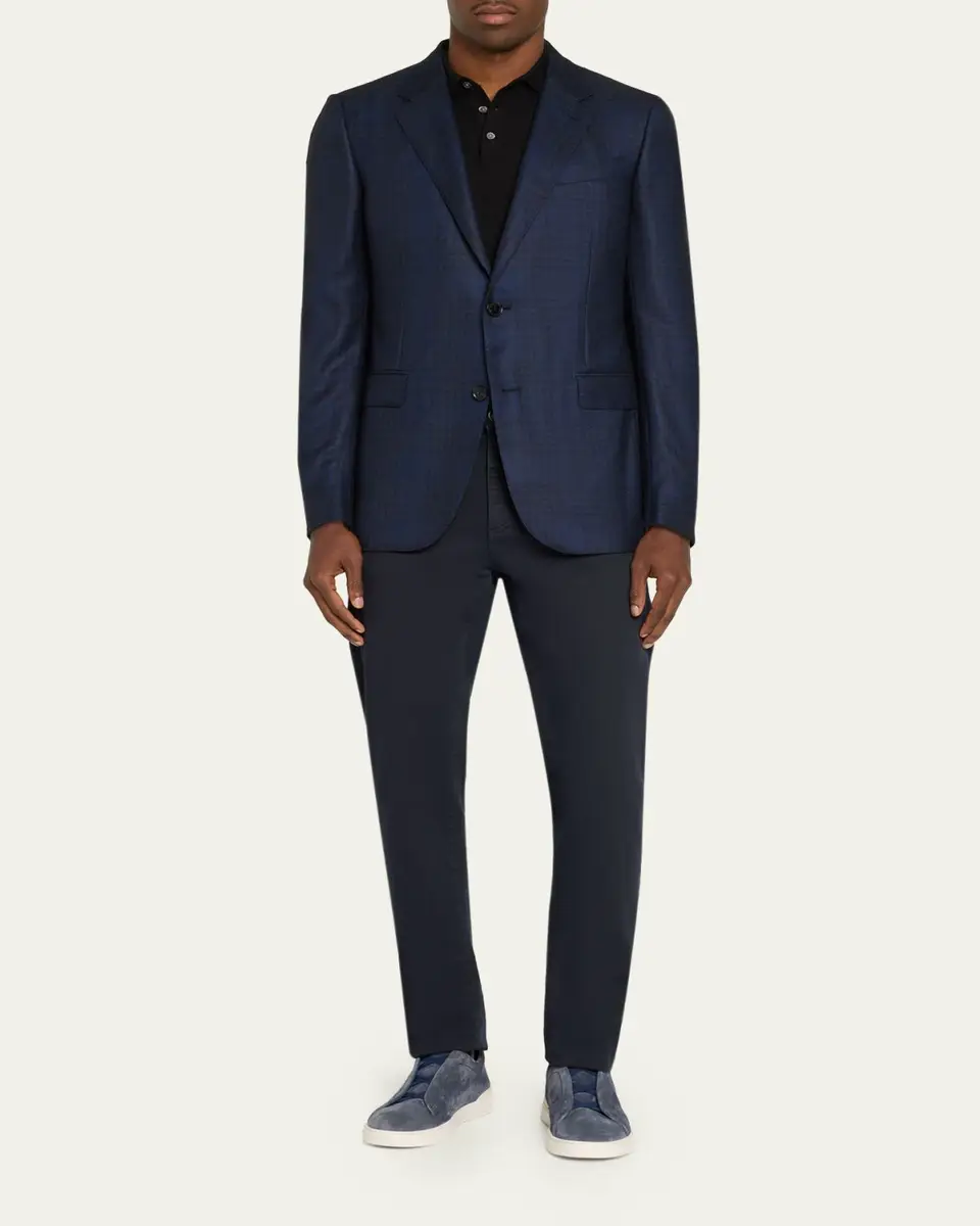 Zegna Men's Cashmere and Silk Check Single-Breasted Sport Coat | Thumbnail 2 Zegna Men's Cashmere and Silk Check Single-Breasted Sport Coat | Thumbnail 2