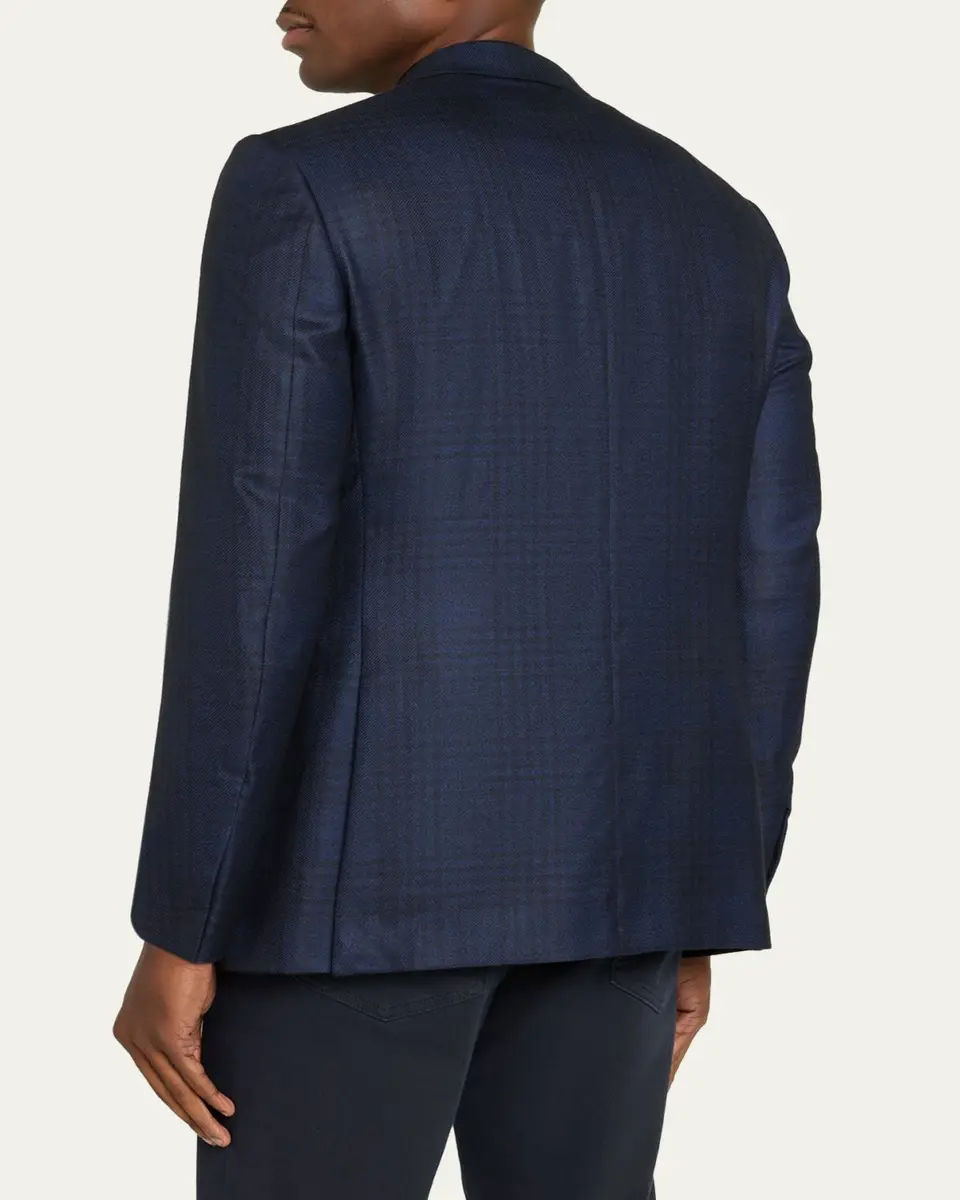 Zegna Men's Cashmere and Silk Check Single-Breasted Sport Coat | Thumbnail 3 Zegna Men's Cashmere and Silk Check Single-Breasted Sport Coat | Thumbnail 3