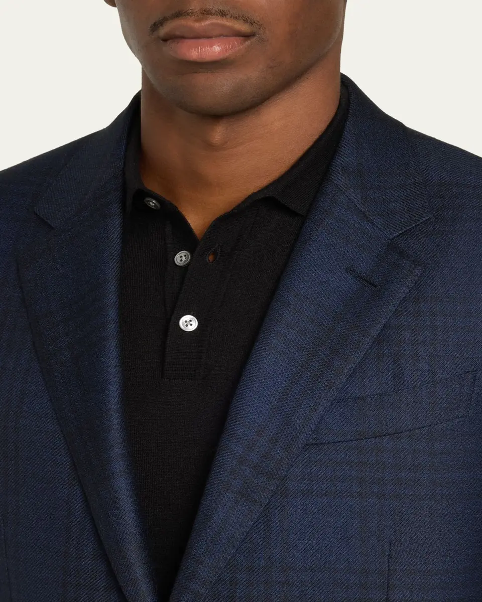 Zegna Men's Cashmere and Silk Check Single-Breasted Sport Coat | Thumbnail 5 Zegna Men's Cashmere and Silk Check Single-Breasted Sport Coat | Thumbnail 5