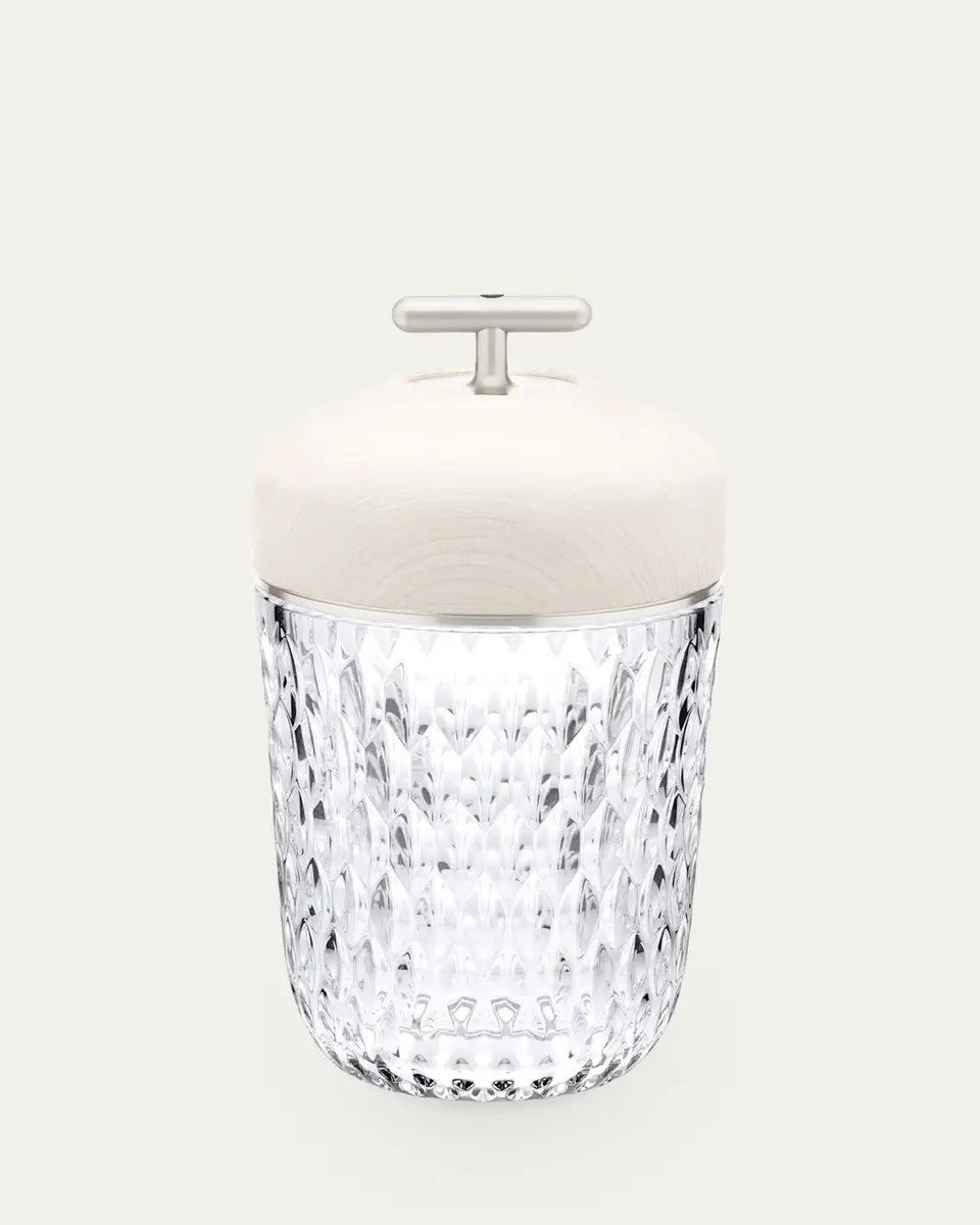 Saint Louis Crystal Folia 11" Crystal & Wood Rechargeable Portable Lamp, White/Clear | Thumbnail 2 Saint Louis Crystal Folia 11" Crystal & Wood Rechargeable Portable Lamp, White/Clear | Thumbnail 2