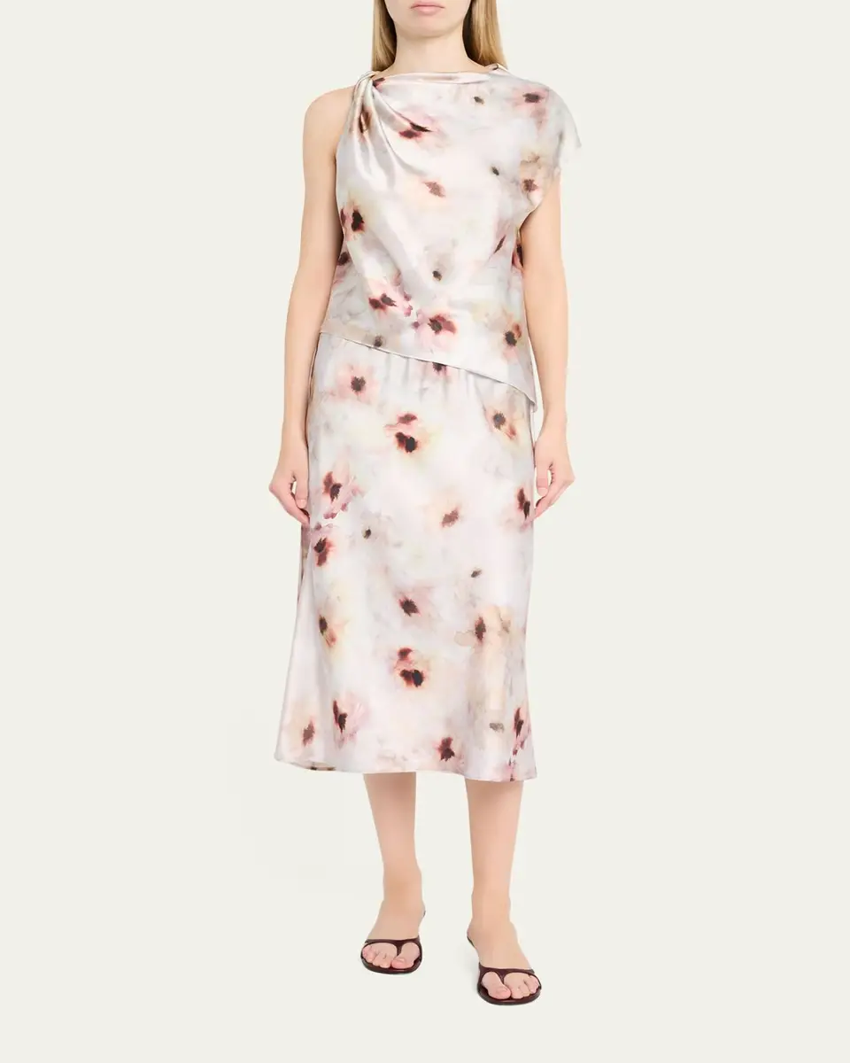 Vince Watercolor Floral Midi Skirt | Thumbnail 2 Vince Watercolor Floral Midi Skirt | Thumbnail 2