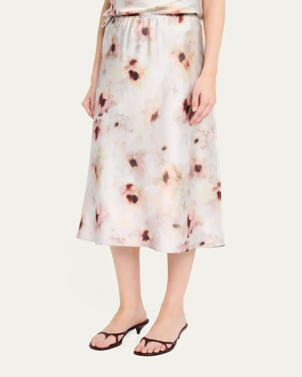 Vince Watercolor Floral Midi Skirt | Thumbnail 4 Vince Watercolor Floral Midi Skirt | Thumbnail 4