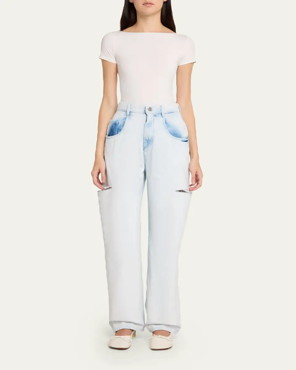 Maison Margiela Cutout Bleached Barrel-Leg Jeans | Thumbnail 2 Maison Margiela Cutout Bleached Barrel-Leg Jeans | Thumbnail 2