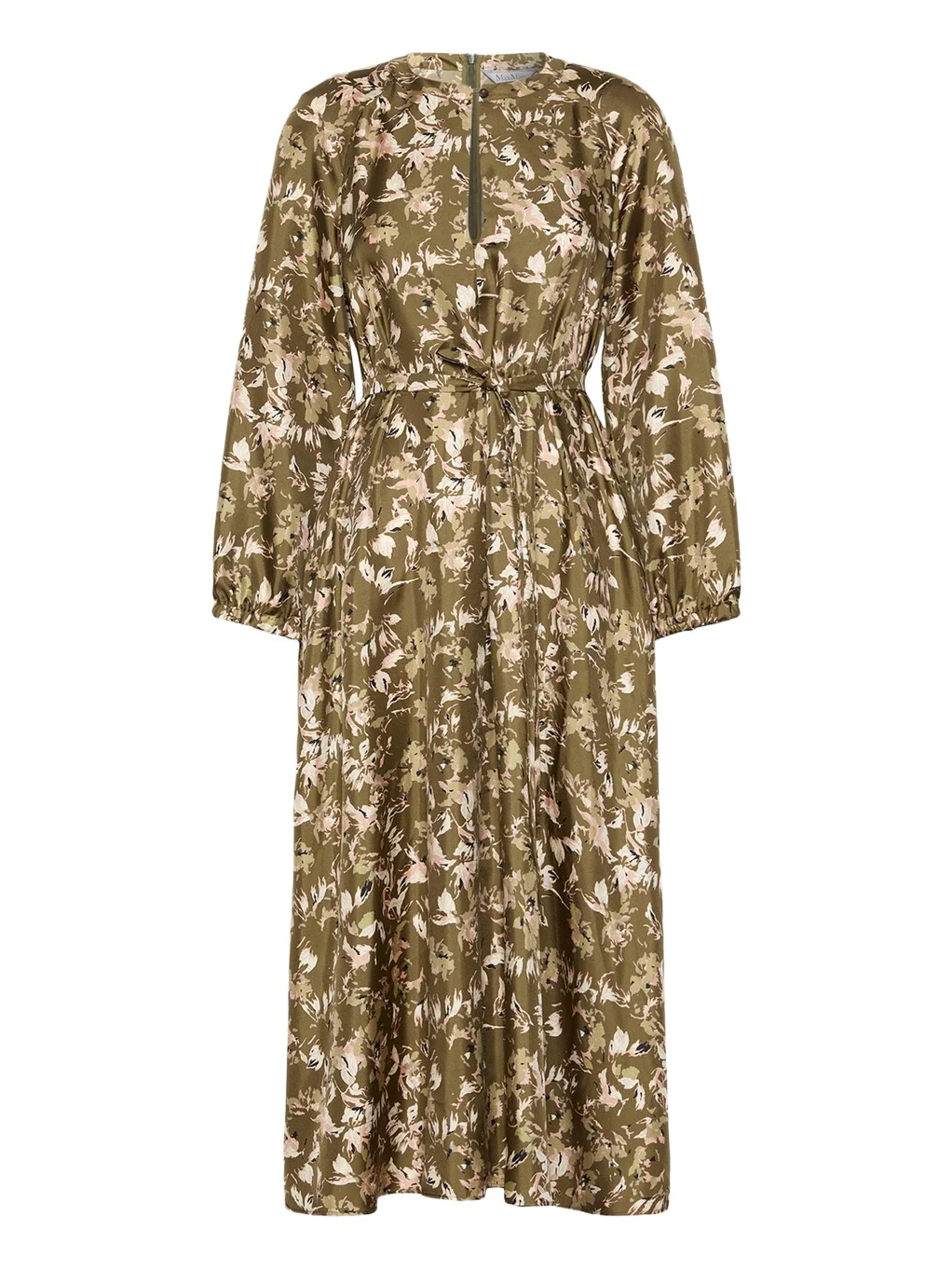 Coccole Floral Silk Belted Midi Dress