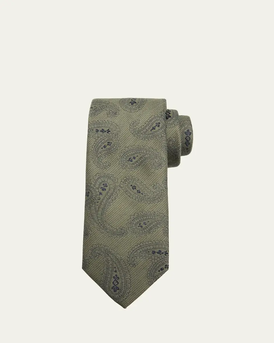 Brioni Men's Silk and Wool Paisley Jacquard Tie | Thumbnail 3 Brioni Men's Silk and Wool Paisley Jacquard Tie | Thumbnail 3