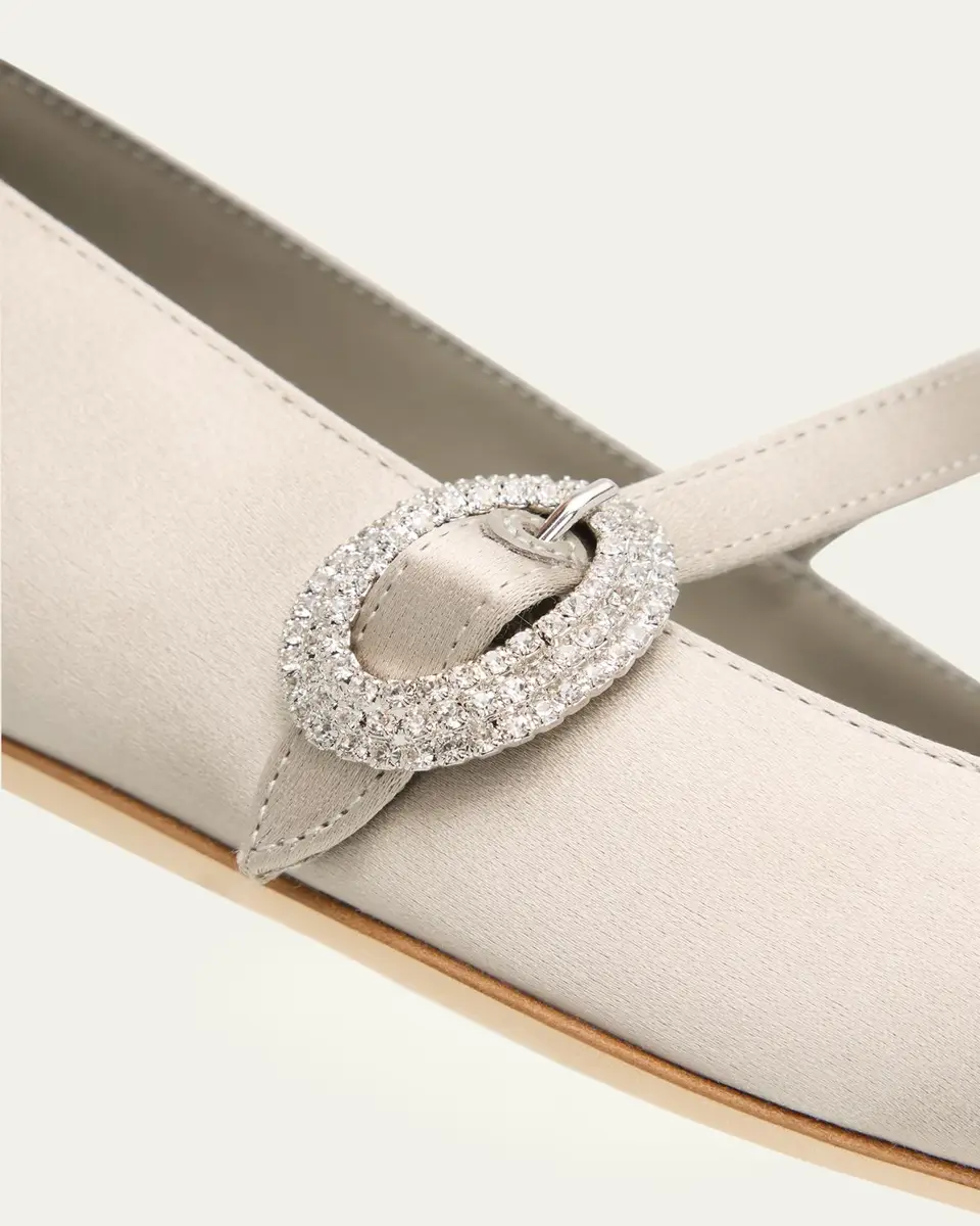Manolo Blahnik Auluspla Satin Embellished Mary Jane Ballerina Flats | Thumbnail 3 Manolo Blahnik Auluspla Satin Embellished Mary Jane Ballerina Flats | Thumbnail 3