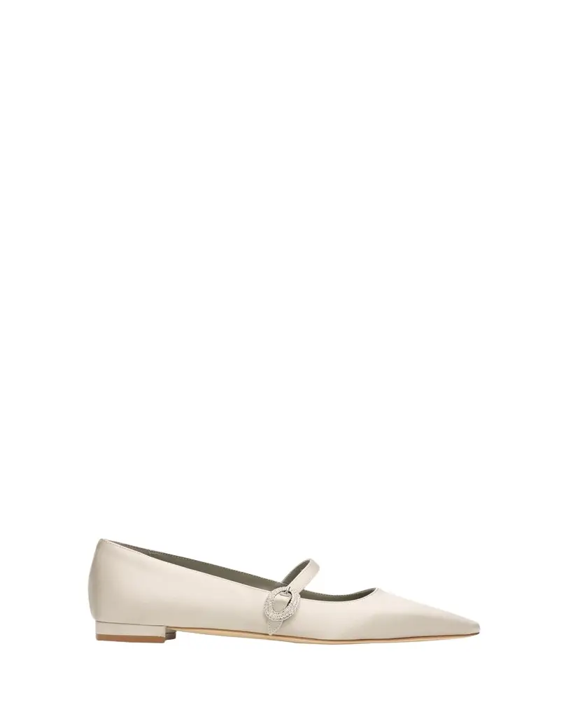 Manolo Blahnik Auluspla Satin Embellished Mary Jane Ballerina Flats