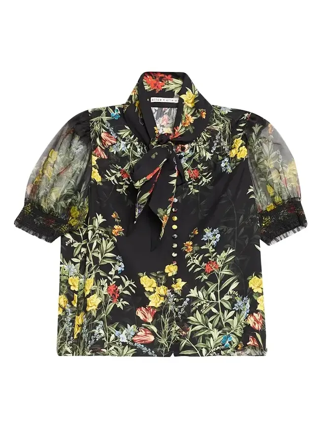 Brentley Tie-Neck Floral Blouse