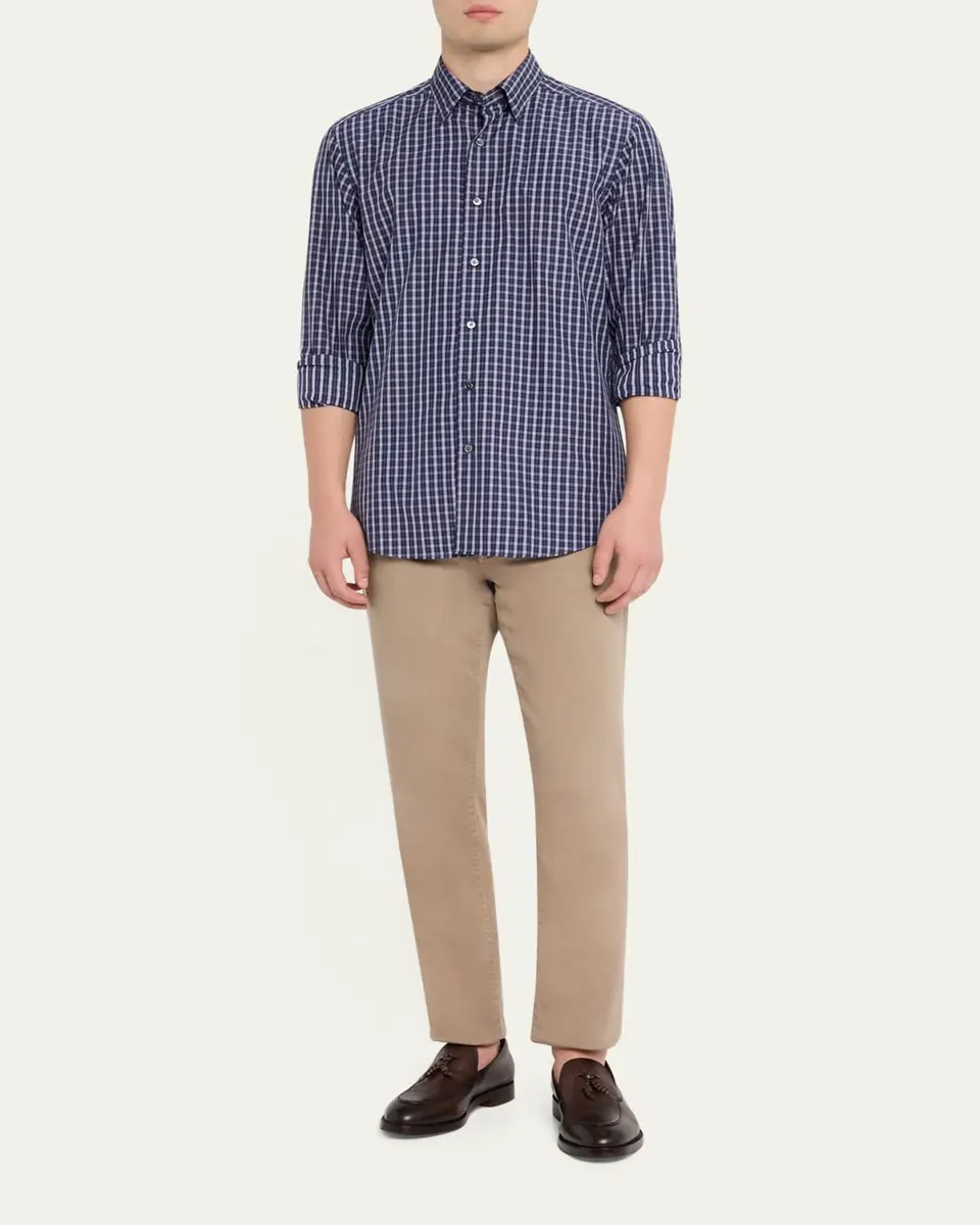 Zegna Men's Centoquaranta Cotton Plaid Button-Front Shirt | Thumbnail 2 Zegna Men's Centoquaranta Cotton Plaid Button-Front Shirt | Thumbnail 2