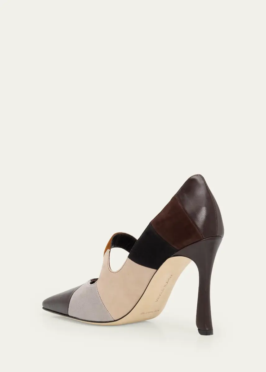 Manolo Blahnik 105mm Difusa Colorblock Mixed Leather Pumps | Thumbnail 2 Manolo Blahnik 105mm Difusa Colorblock Mixed Leather Pumps | Thumbnail 2