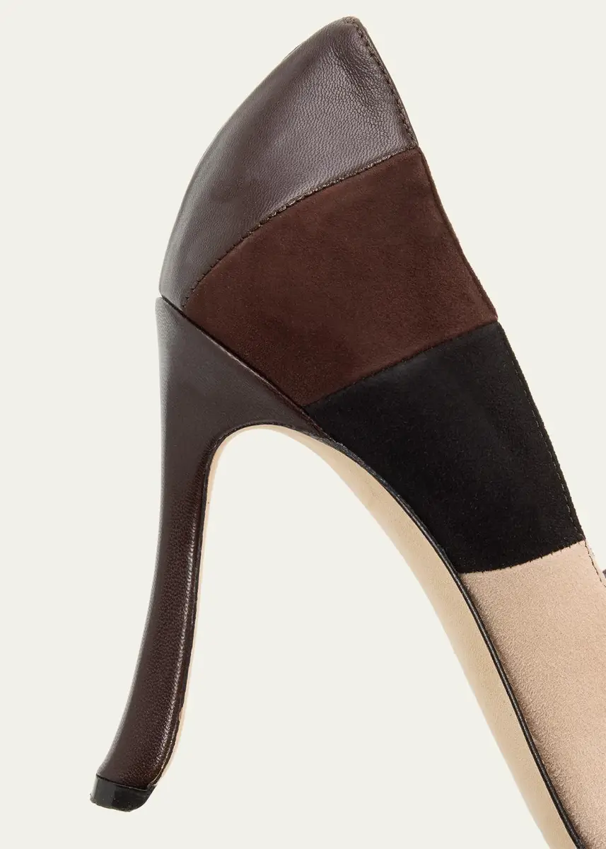 Manolo Blahnik 105mm Difusa Colorblock Mixed Leather Pumps | Thumbnail 3 Manolo Blahnik 105mm Difusa Colorblock Mixed Leather Pumps | Thumbnail 3
