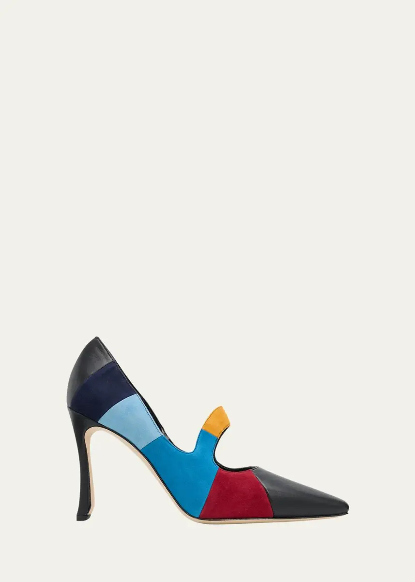 Manolo Blahnik 105mm Difusa Colorblock Mixed Leather Pumps | Thumbnail 4 Manolo Blahnik 105mm Difusa Colorblock Mixed Leather Pumps | Thumbnail 4