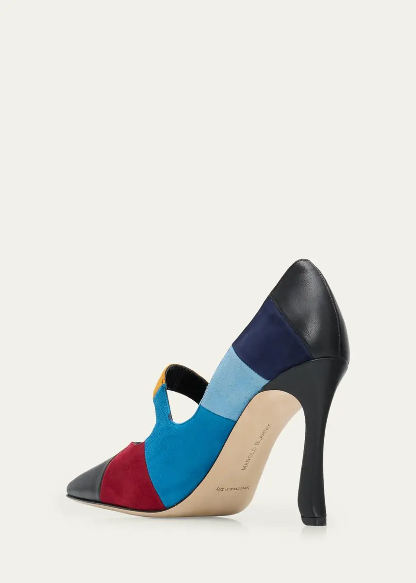 Manolo Blahnik 105mm Difusa Colorblock Mixed Leather Pumps | Thumbnail 5 Manolo Blahnik 105mm Difusa Colorblock Mixed Leather Pumps | Thumbnail 5