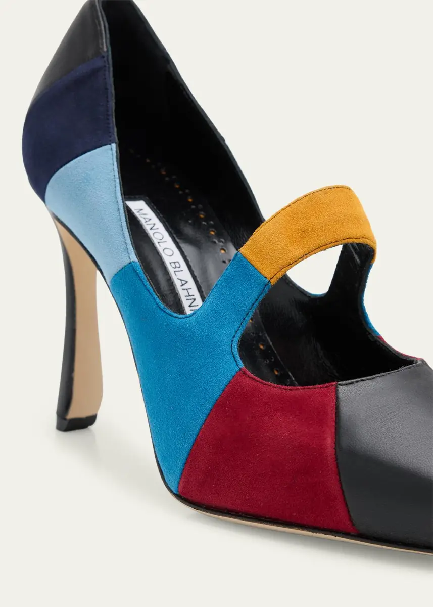 Manolo Blahnik 105mm Difusa Colorblock Mixed Leather Pumps | Thumbnail 6 Manolo Blahnik 105mm Difusa Colorblock Mixed Leather Pumps | Thumbnail 6