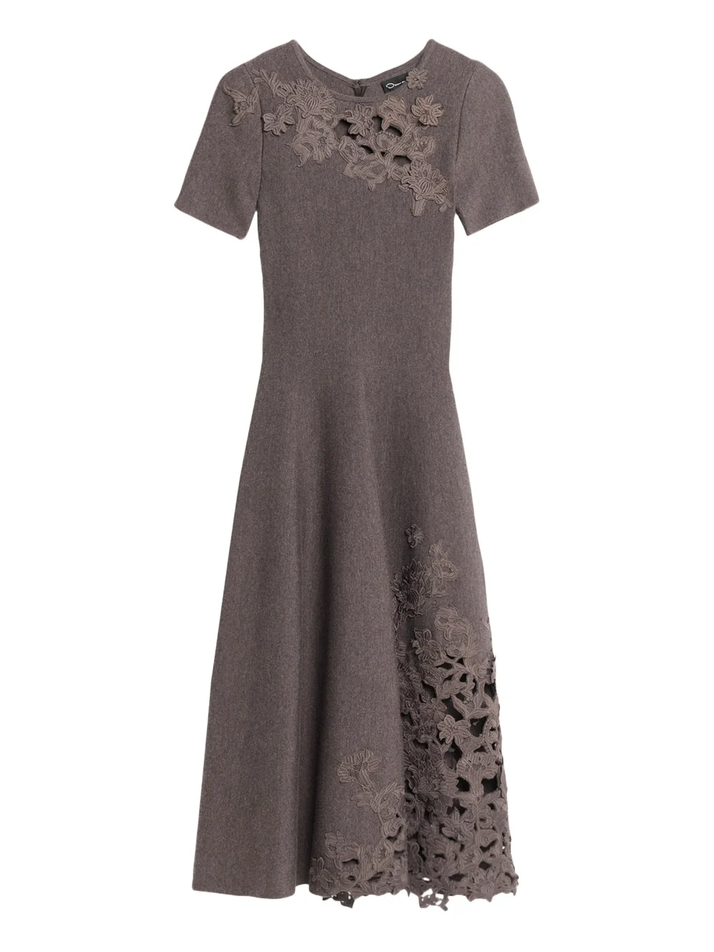 Short-Sleeve Lace-Inset Wool Knit Midi Dress Short-Sleeve Lace-Inset Wool Knit Midi Dress