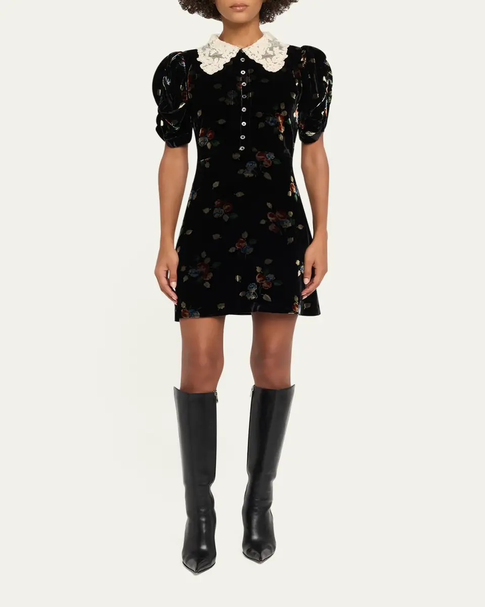 Sea Leda Floral Burnout Velvet Mini Dress | Thumbnail 2 Sea Leda Floral Burnout Velvet Mini Dress | Thumbnail 2