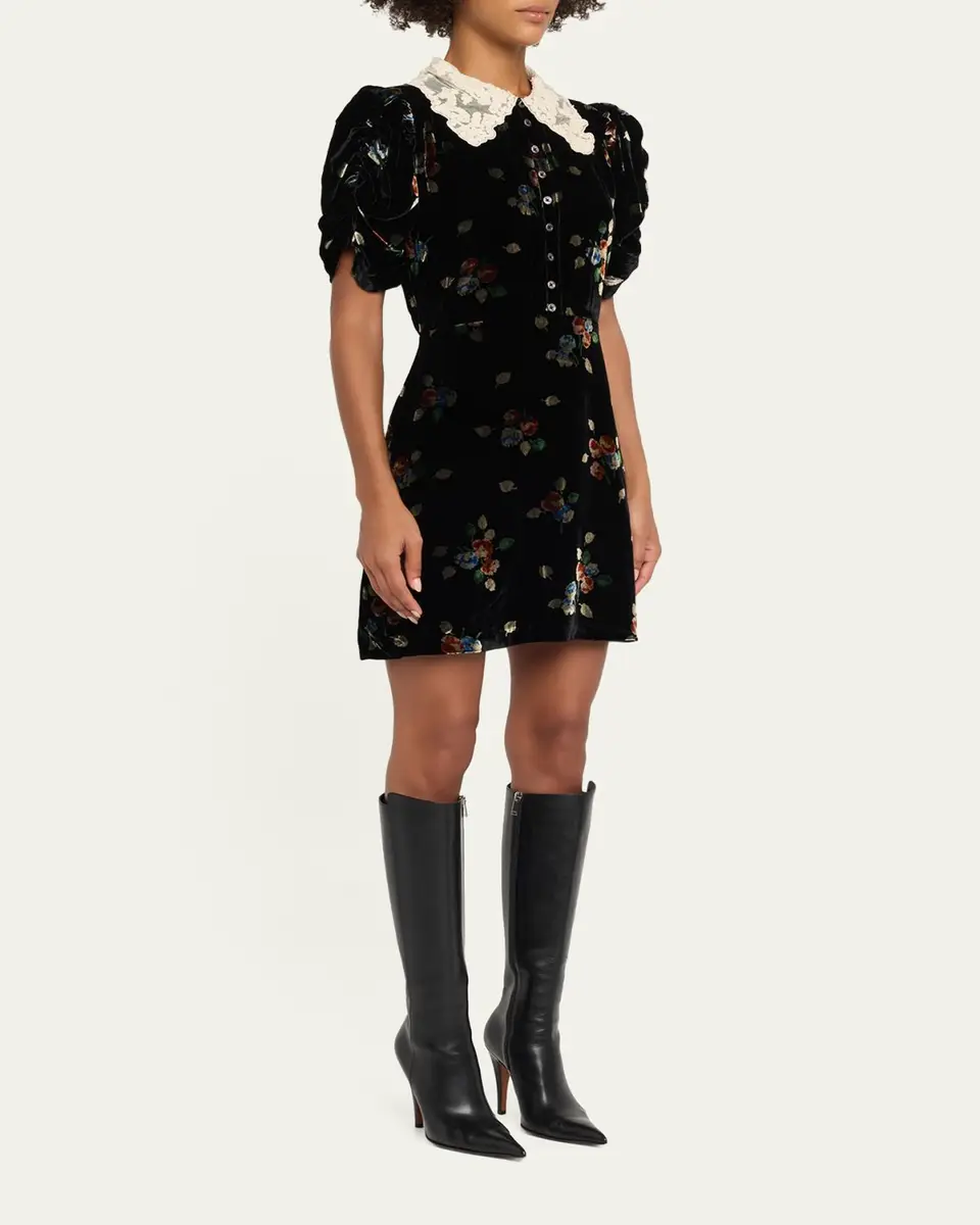 Sea Leda Floral Burnout Velvet Mini Dress | Thumbnail 4 Sea Leda Floral Burnout Velvet Mini Dress | Thumbnail 4