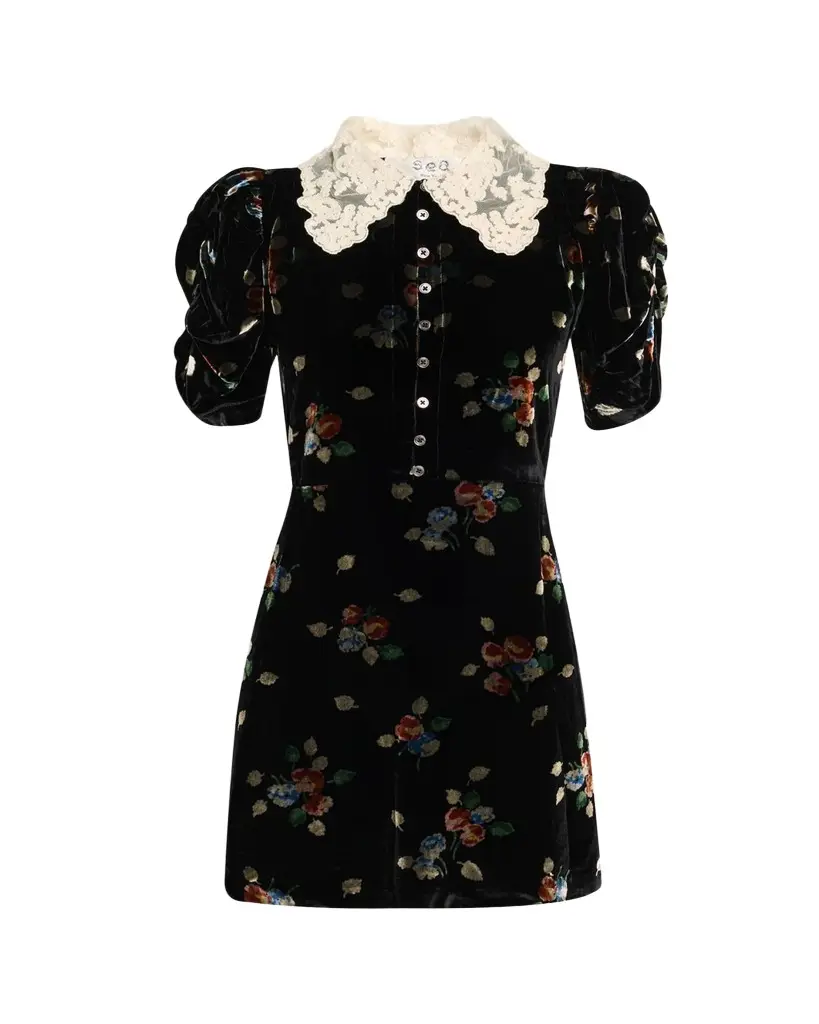 Sea Leda Floral Burnout Velvet Mini Dress | Image 1 Sea Leda Floral Burnout Velvet Mini Dress | Image 1