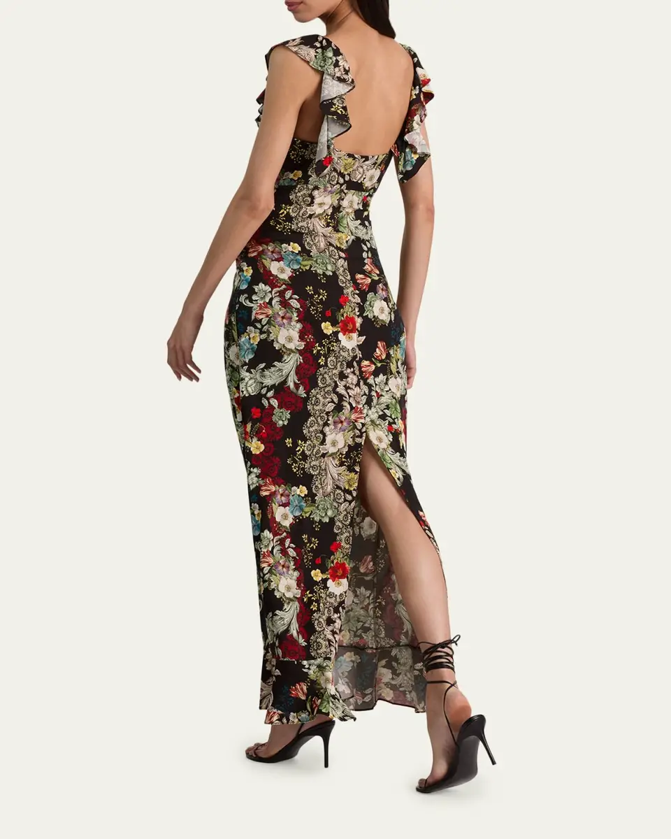 Alice + Olivia Gemma Floral Ruffle-Trim Maxi Dress | Thumbnail 3 Alice + Olivia Gemma Floral Ruffle-Trim Maxi Dress | Thumbnail 3