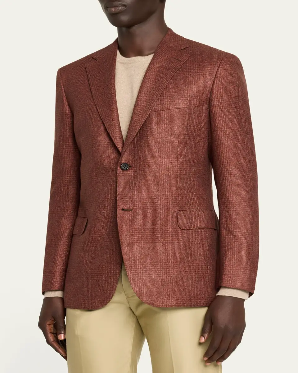 Brioni Men's Silk and Cashmere Prince of Wales Sport Coat | Thumbnail 4